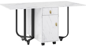 Masă de bucătărie versatilă și pliabilă, Alb+Negru | Aosom Romania
