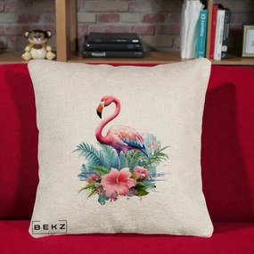 Perna Decorativa Raton in Halat Roz, 40x40 cm, Bej Canapea, Husa Detasabila, Perna Inclusa, BEKZ®