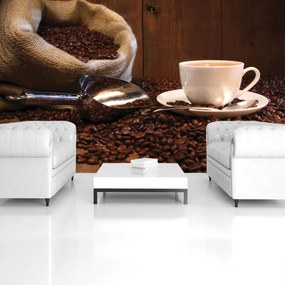 Fototapet - Sac plin cu boabe de cafea (254x184 cm)