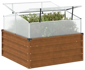 vidaXL Jardinieră de grădină cu seră, oțel pentru intemperii