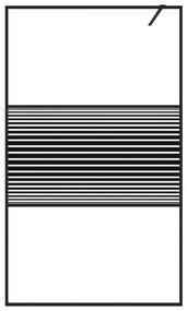 Paravan de dus walk-in negru 115x195 cm sticla ESG transparenta Negru, 115 x 195 cm, Cu dungi