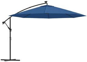 Umbrela in consola cu lumini LED, albastru azuriu, 350 cm azure blue, 350 cm