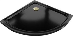 Mexen Flat tăviță de duș semi-rotundă slim 70 x 70 cm, negru, sifon auriu - 41707070G