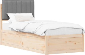 vidaXL Cadru de pat cu tăblie tapițată Gri deschis 80 x 200 cm