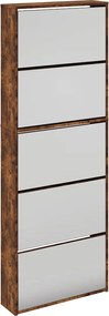 vidaXL Pantofar cu oglindă, 5 niveluri, stejar fumuriu, 63x17x169,5 cm