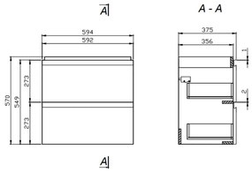 Set B274 mobilier cu lavoar Cersanit, Moduo 60, gri