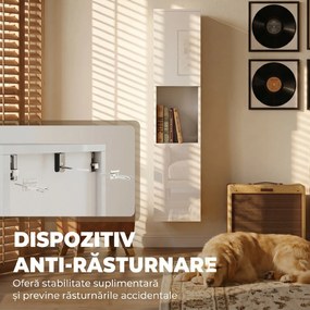 HOMCOM Dulap Multimedia Slim cu 5 Rafturi Reglabile, Alb | Aosom Romania