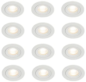 Set de 12 spoturi incastrate rotunde albe GU10 50mm IP44 - Xena