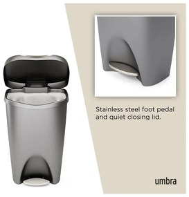 Coș de gunoi gri cu pedală din plastic 50 l Brim – Umbra
