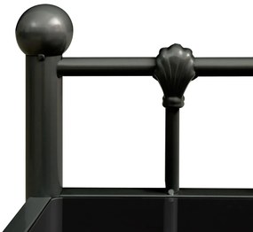 Noptiera, negru, 45x34,5x60,5 cm, metal si sticla 1, Negru
