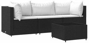 319735 vidaXL Set mobilier relaxare grădină 4 piese cu perne poliratan negru
