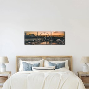 Tablou - orașul port (cu ceas) (90x30 cm)