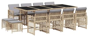 3210804 vidaXL Set mobilier de grădină cu perne, 13 piese, bej, poliratan