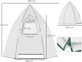 Outsunny Mini Șopron pentru Plantare cu Uși Rulante pentru Grădină și Balcon Protecție iarna Alb 160 x 140 x 180 cm | Aosom Romania