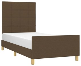 Cadru de pat cu tablie, maro inchis, 80x200 cm, textil Maro inchis, 80 x 200 cm, Cu blocuri patrate