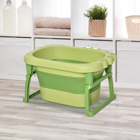 Cadita pentru baita pentru nou-nascuti si copii cu varsta intre 0-6 ani HOMCOM , din plastic antiderapant, verde, 75.3x55.4x43cm | Aosom RO