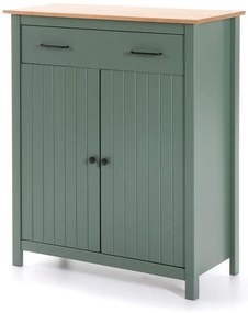 Comodă verde/în culoare naturală înaltă din lemn masiv de pin 90x110 cm Miranda – Marckeric