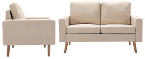 vidaXL Set de canapele, 2 piese, crem, material textil