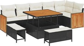 vidaXL Set de canapele pentru grădină 11 pcs Negru și Crem poliratan