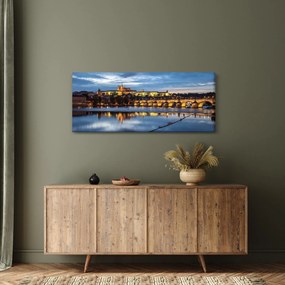 Tablou cu palatul din Praga și podul lui Carol (120x50 cm)
