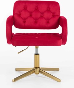 HR8403CROSS Scaun Catifea Roşu Bază Aurie