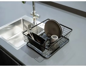 WENKO 54766100 - Scurgător pentru vase Black Outdoor Kitchen, 36 x 30 cm, negru/negru