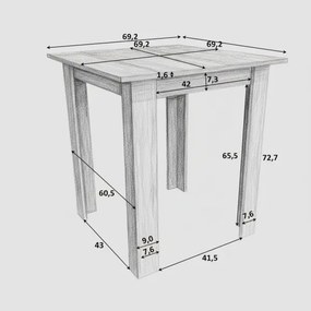 Masă pătrată de sufragerie LEVI stejar