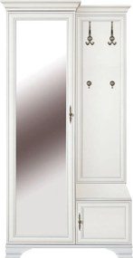 Mobilier hol cu oglinda IDENTO, alb, PAL, 115x44x210 cm