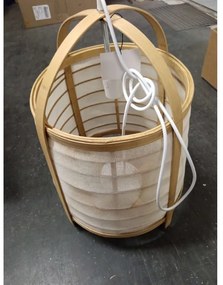 Reducere Lampa suspendata din bambus cu laturi din material textil alb Calitatea II