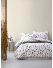 Lenjerie de pat albă din bumbac ranforcé pentru pat de o persoană 140x200 cm Floral Dance Autumn – Mila Home Luxury