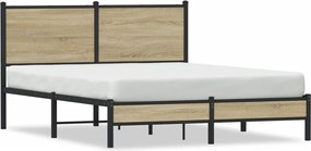 vidaXL Cadru de pat metalic fără saltea, stejar sonoma, 150x200 cm