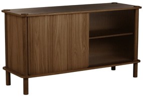 Vitrină maro din lemn de stejar cu ușă glisantă 135x73,5x48 cm Italic – UMAGE