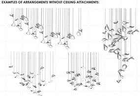 Element decorativ suspendat design frunze care cad din tavan LEAF C plating