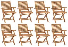 vidaXL Scaune de grădină pliabile, 8 buc., lemn masiv de tec