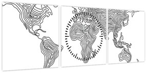 Tablou - Harta în linii (cu ceas) (90x30 cm)