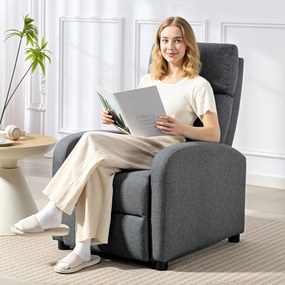 HOMCOM Fotoliu Relax și Reclinabil la 135° cu Suport de Picioare în Material Textil, 69x87x100.5 cm, Gri | Aosom Romania