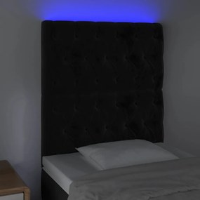 Tablie de pat cu LED, negru, 80x7x118 128 cm, catifea 1, Negru, 80 x 7 x 118 128 cm