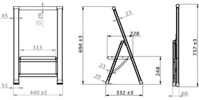 WENKO 601011100 - Scăriță ALU-DESIGN, 44 x 101 cm, argintiu/negru