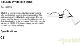 Lampa cu clips moderna STUDIO alb 51135