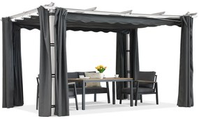 Barbados pergolă terasă 3x4 m cu perdele Garden Point alb-antracit