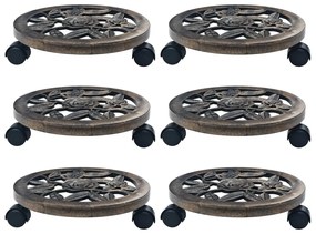 vidaXL Suporturi de plante cu role, 6 buc., bronz, 30 cm, plastic