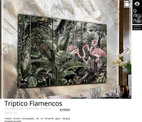 Tablou de perete decorativ Triptico Flamencos, 180x120cm