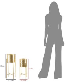 Set 2 suporturi pentru ghivece Mauro Ferretti Golvy, înălțime 52 cm, auriu