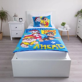 Lenjerie de pat pentru copii albastră din bumbac pentru pătuț 100x135 cm Paw Patrol "Pawsome days ahead" – Jerry Fabrics