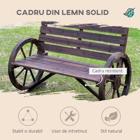 Banca din Lemn pentru gradina Outsunny , stil country, 105.5x56x75cm | Aosom Romania
