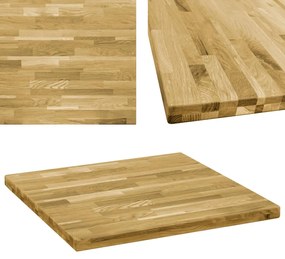 245998 vidaXL Blat de masă, lemn masiv de stejar, pătrat, 44 mm, 70x70 cm