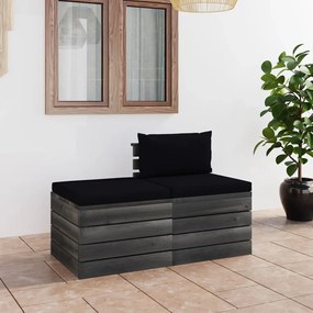 Set mobilier gradina din paleti, 2 piese, cu perne, lemn de pin Da, 2, Negru, 2