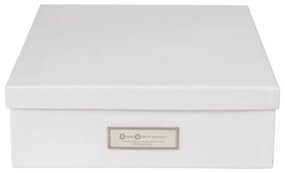 Cutie de depozitare cu etichetă pentru documente Bigso Box of Sweden Oskar, format A4, alb