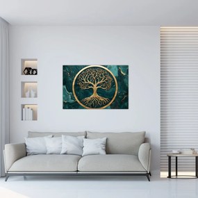 Tablou – Arborele vieții auriu în marmură (90x60 cm)