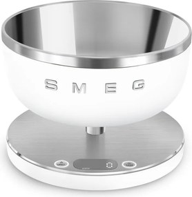 Cantar de bucatarie Smeg Collezione KSC01WHMWW, Pana la 5 kg/5 l, funcție TARA, Afisaj LED, Baza antiderapanta, Baterie reincarcabila, Alb mat